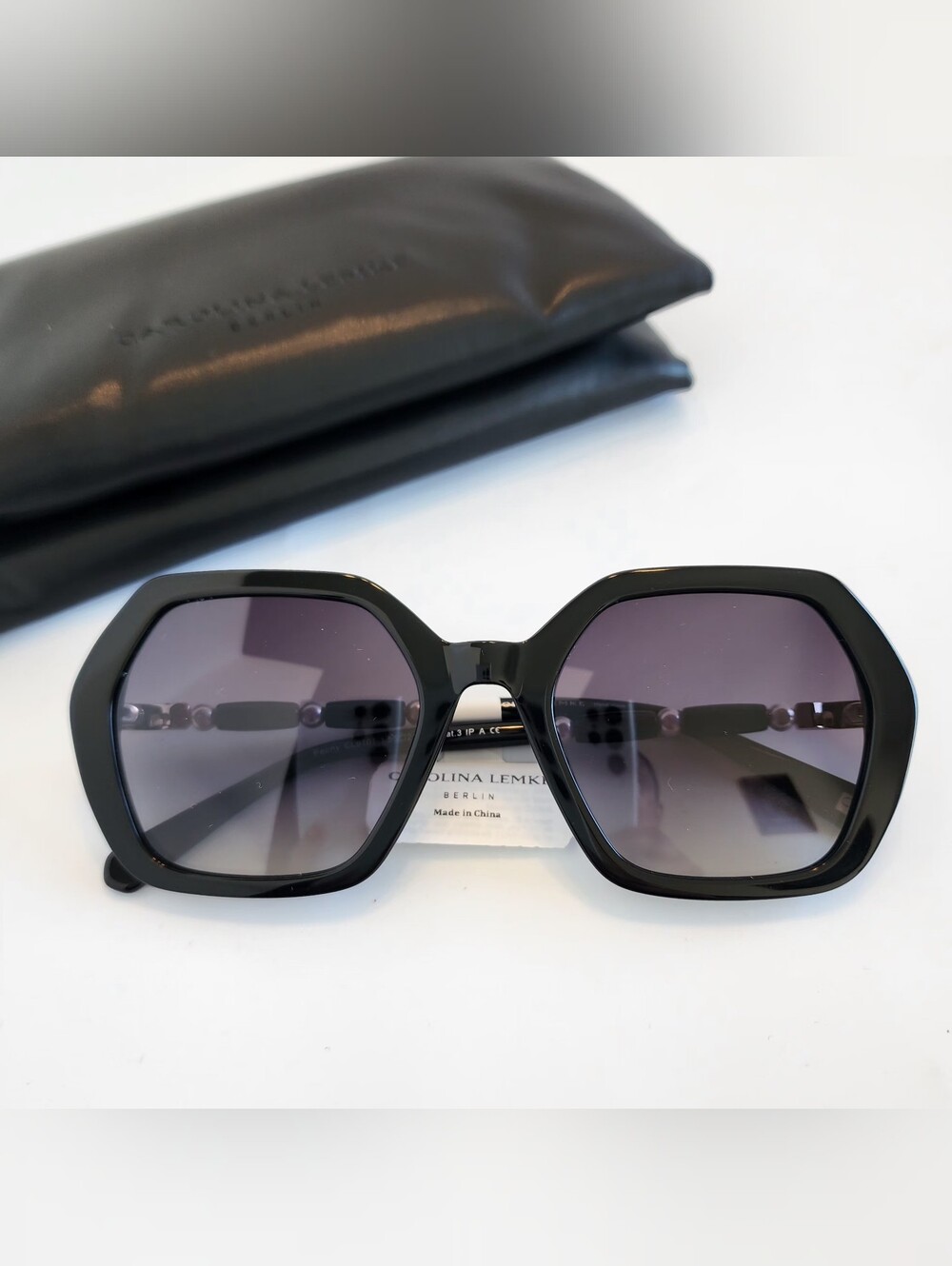 BNIB Carolina Lemke Berlin "Peony" Pearl Laced Sunglasses w/ Luxury Pillow Case